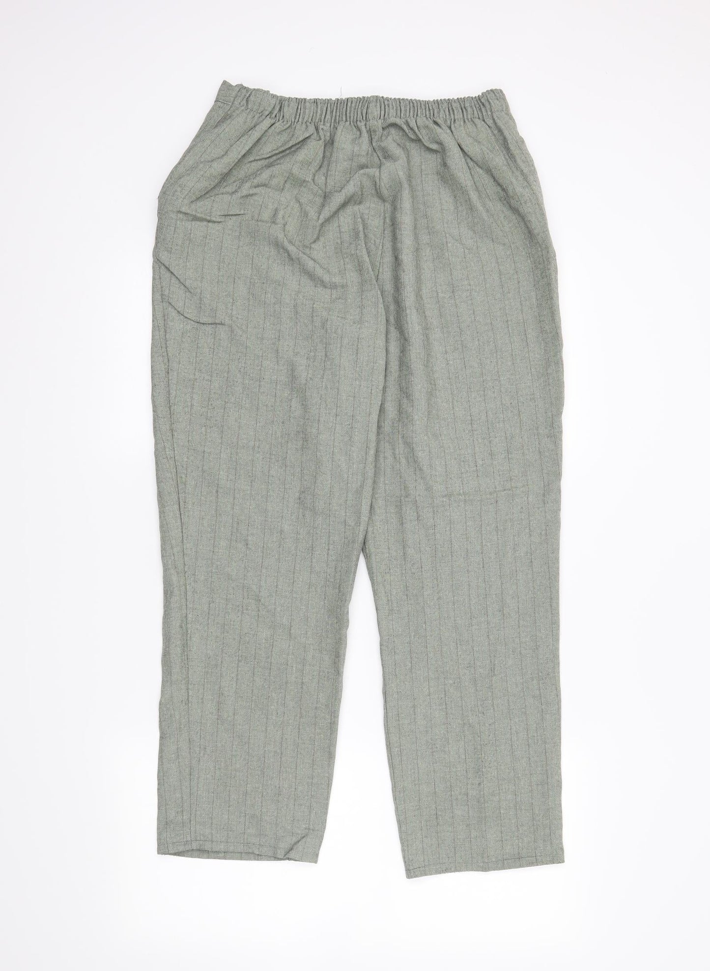Preworn Womens Green Striped  Trousers  Size 16 L27 in