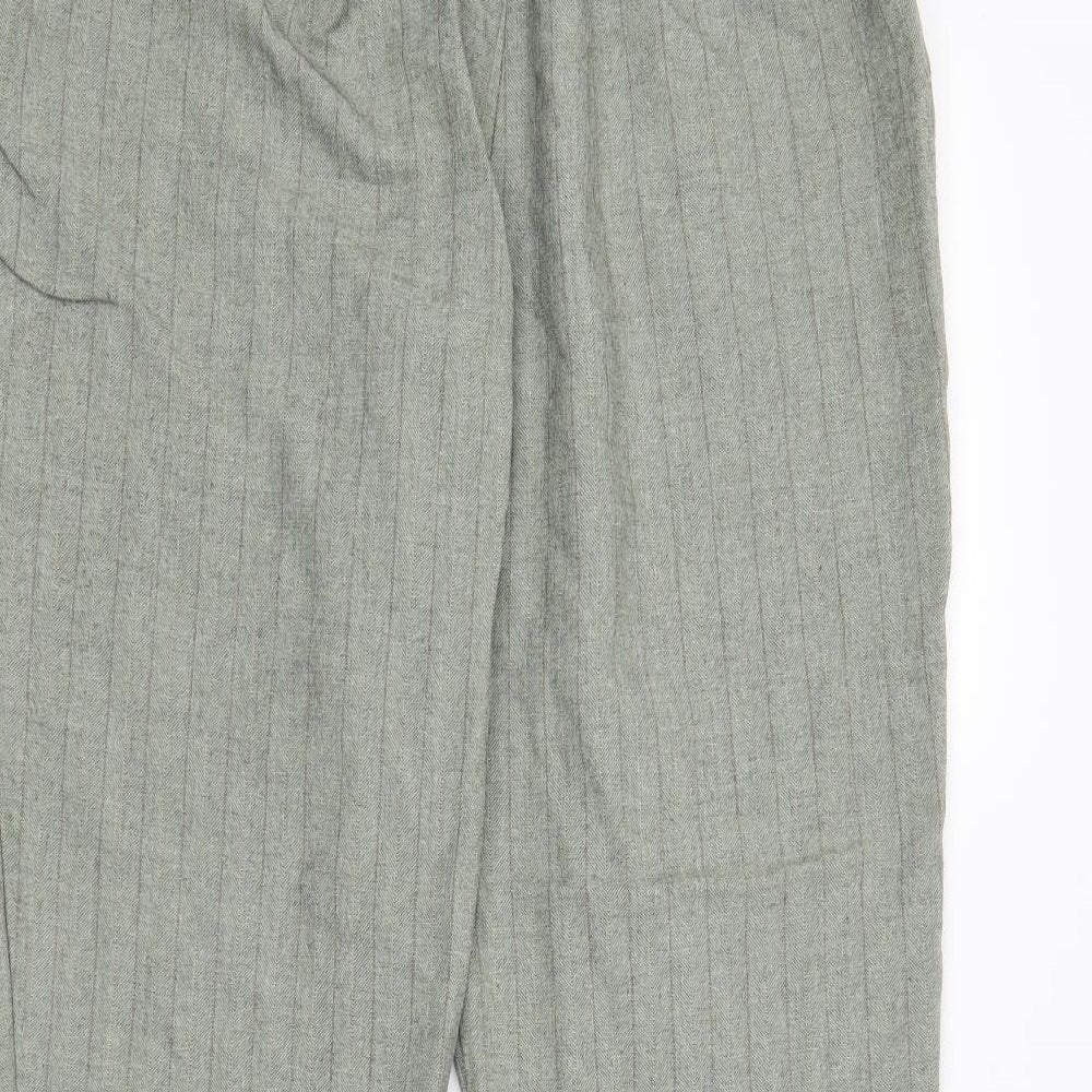 Preworn Womens Green Striped  Trousers  Size 16 L27 in