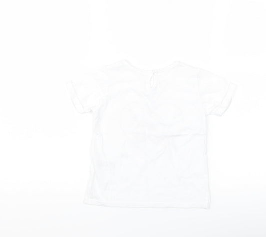 Matalan Girls White   Basic T-Shirt Size 2-3 Years  - girl power