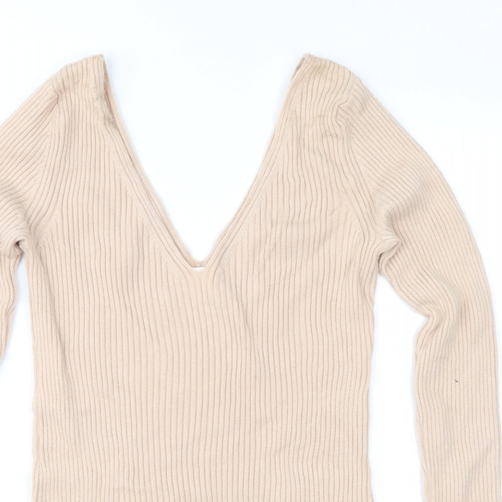 H&M Womens Beige  Knit Pullover Jumper Size M