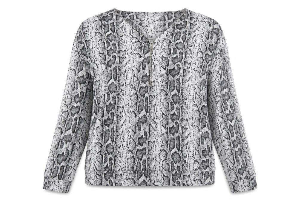 Next Womens Grey Animal Print Knit Pullover Jumper Size 14