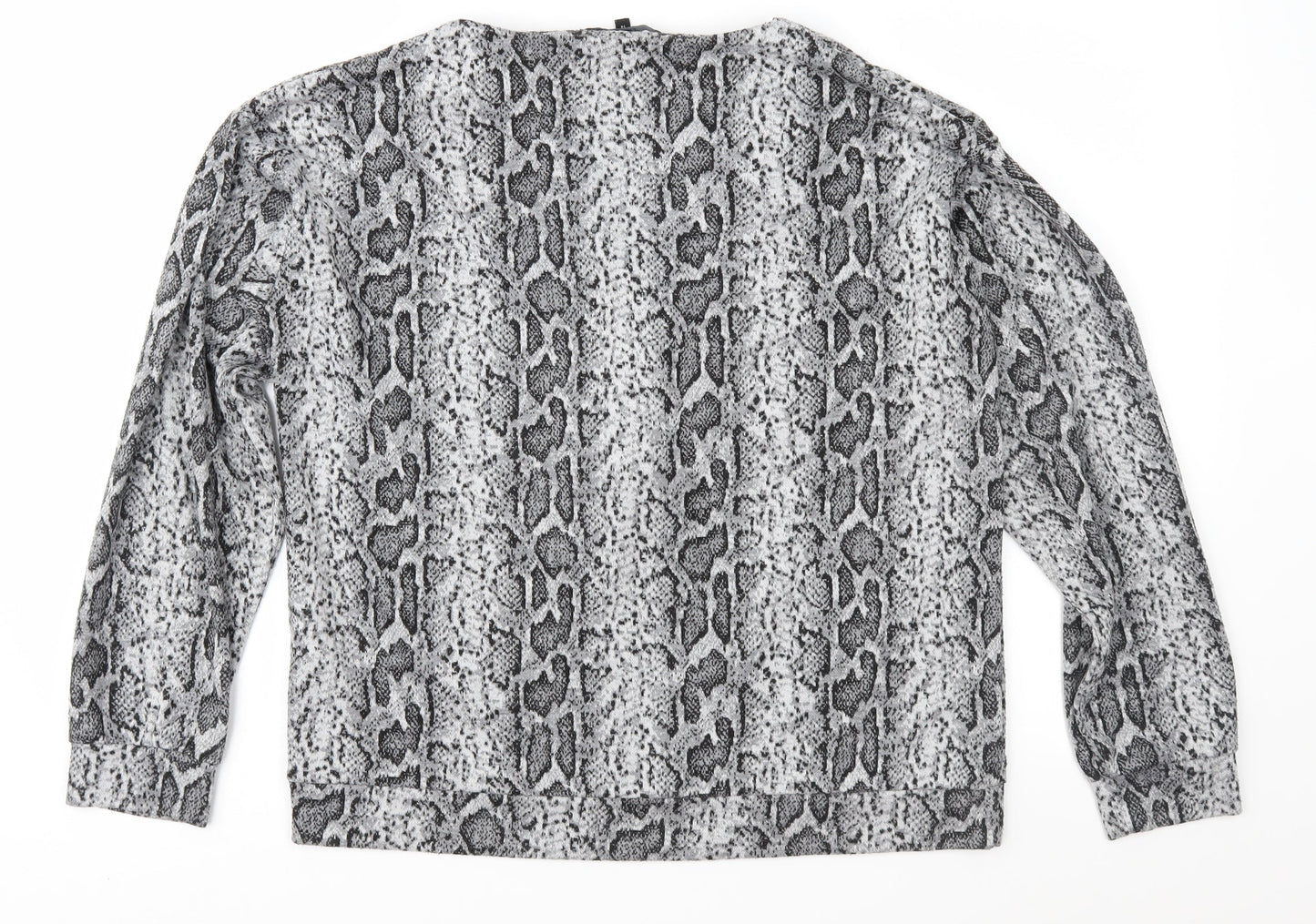 NEXT Womens Grey Animal Print Knit Pullover Jumper Size 14