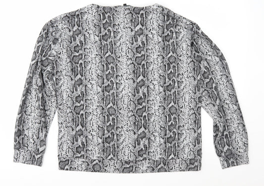 NEXT Womens Grey Animal Print Knit Pullover Jumper Size 14
