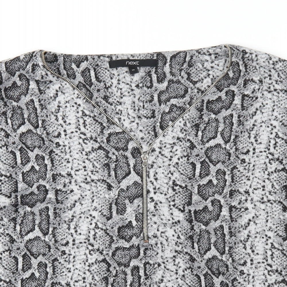 NEXT Womens Grey Animal Print Knit Pullover Jumper Size 14