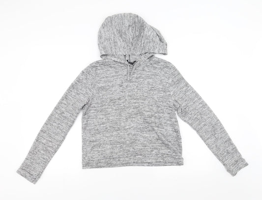 New Look Girls Grey   Pullover Hoodie Size 12-13 Years  - cropped