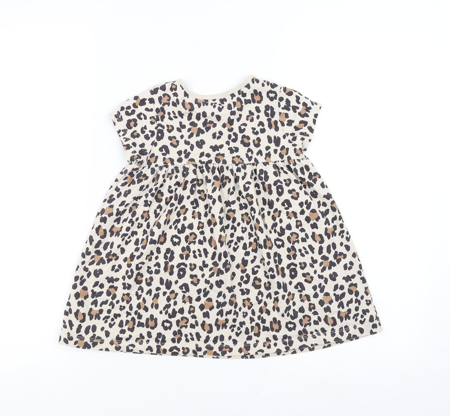 George Girls Beige Animal Print  T-Shirt Dress  Size 18-24 Months