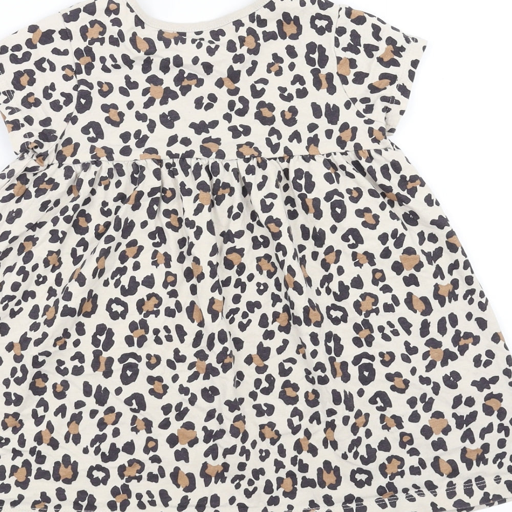 George Girls Beige Animal Print  T-Shirt Dress  Size 18-24 Months