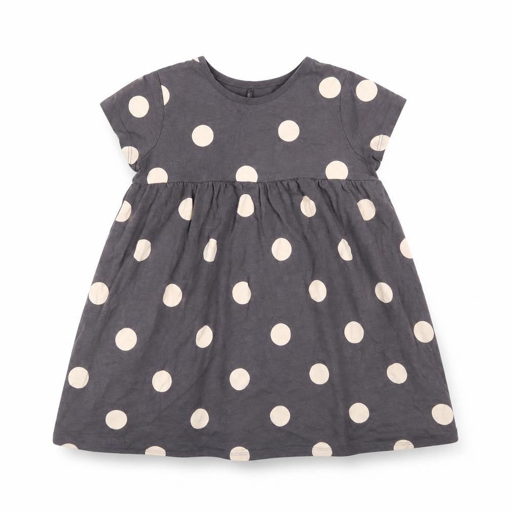 Front view of George girls’ purple polka dot t-shirt dress, size 18-24, months