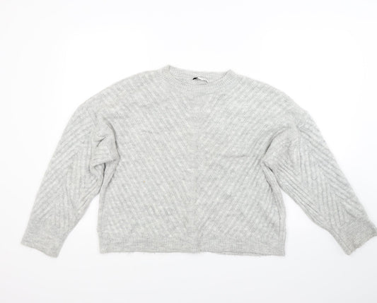 Topshop Womens Grey  Knit Pullover Jumper Size S