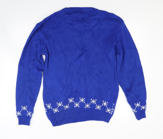 Refinery Mens Blue  Knit Pullover Jumper Size M  - Christmas jumper
