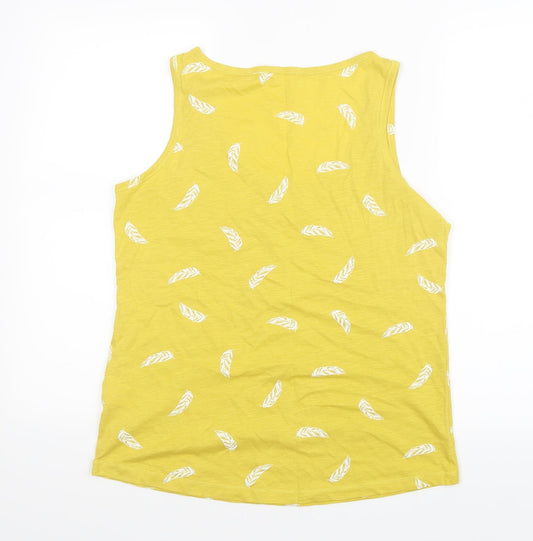 Principles Womens Yellow   Basic Tank Size 12  - Feather Print