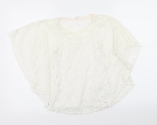H&M Girls White Floral  Basic T-Shirt Size 10-11 Years