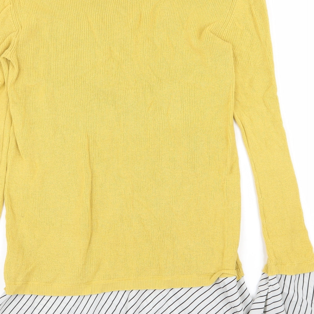 NEXT Womens Yellow Striped  Basic T-Shirt Size 10
