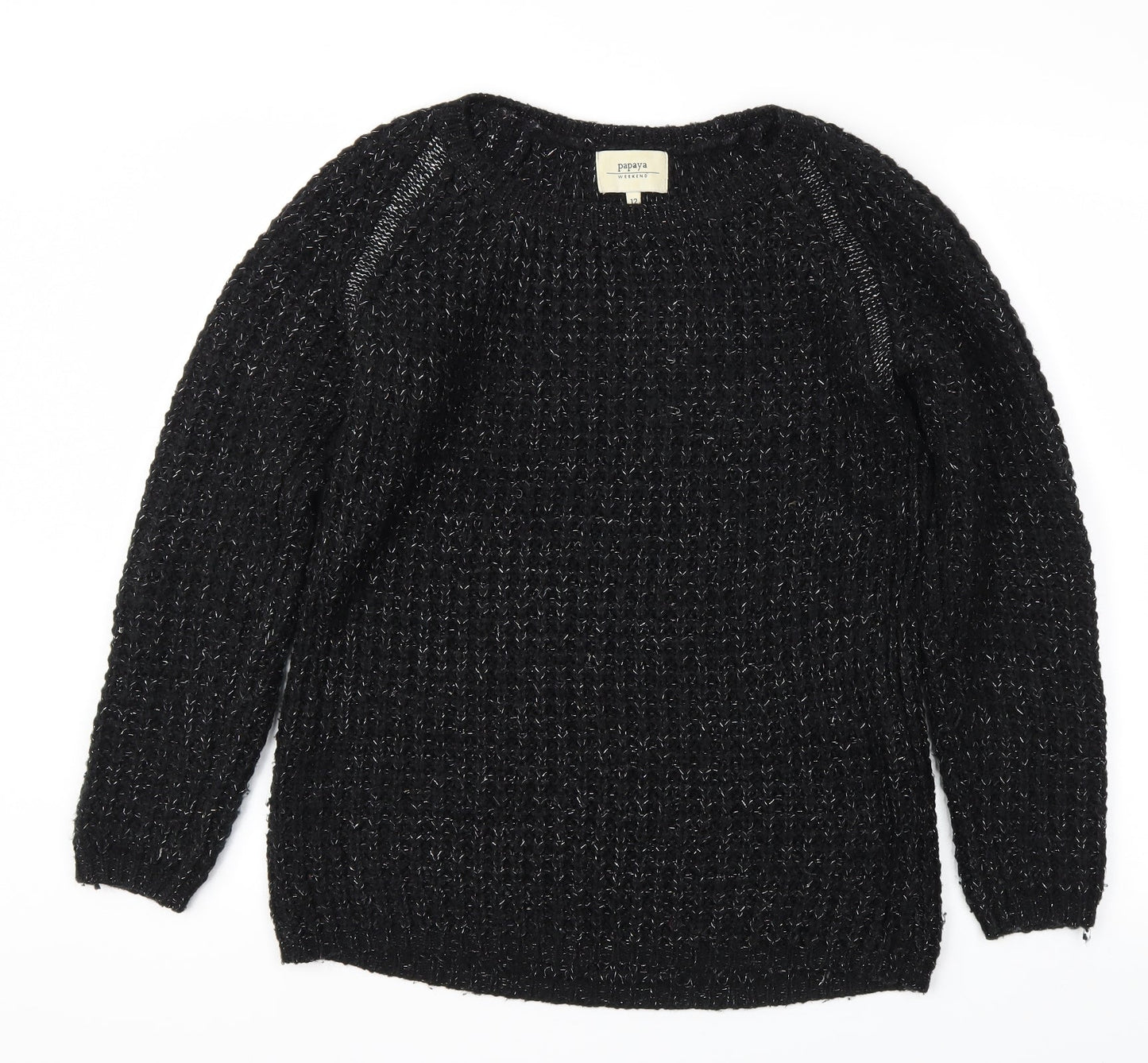 Papaya Womens Black Houndstooth  Pullover Jumper Size 12
