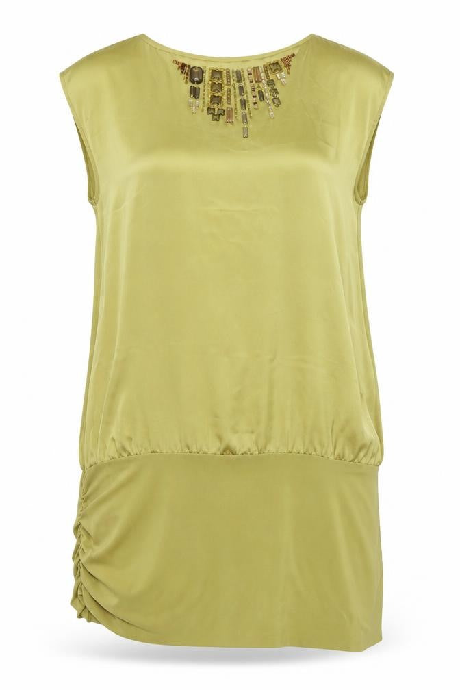 Next Womens Green  Satin Tunic Blouse Size 10