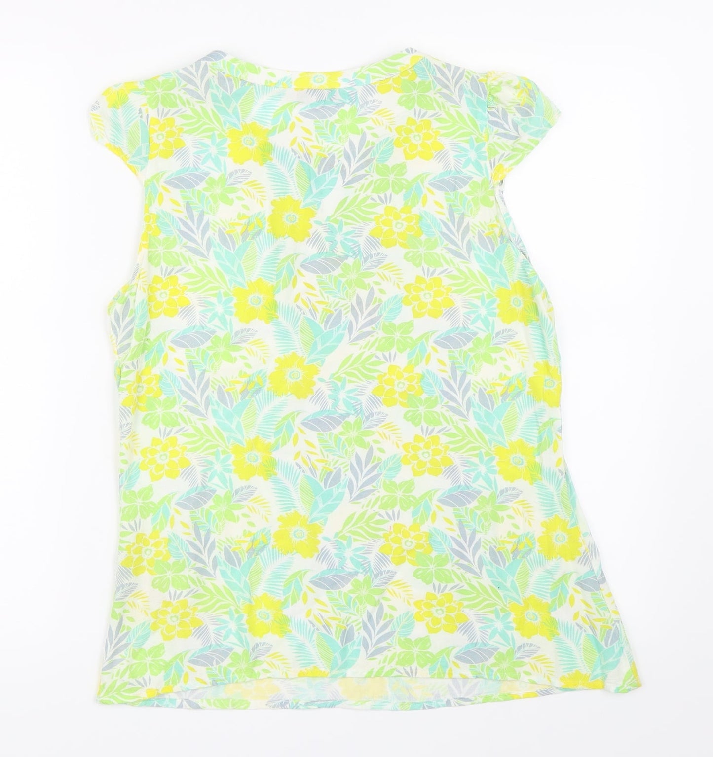 Peacocks Womens Green Floral  Basic T-Shirt Size 8