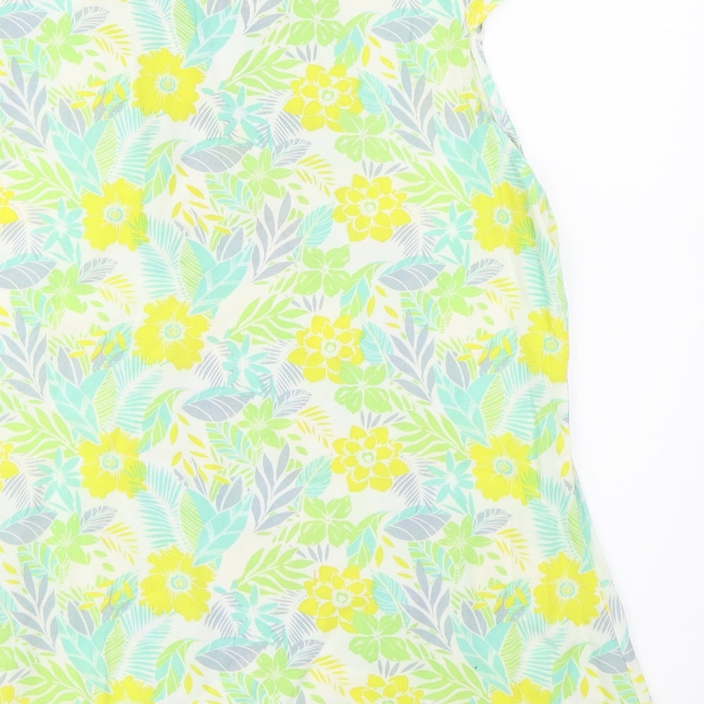 Peacocks Womens Green Floral  Basic T-Shirt Size 8