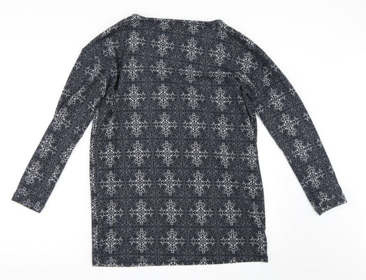 Marks and Spencer Womens Blue Geometric  Pullover Jumper Size 10