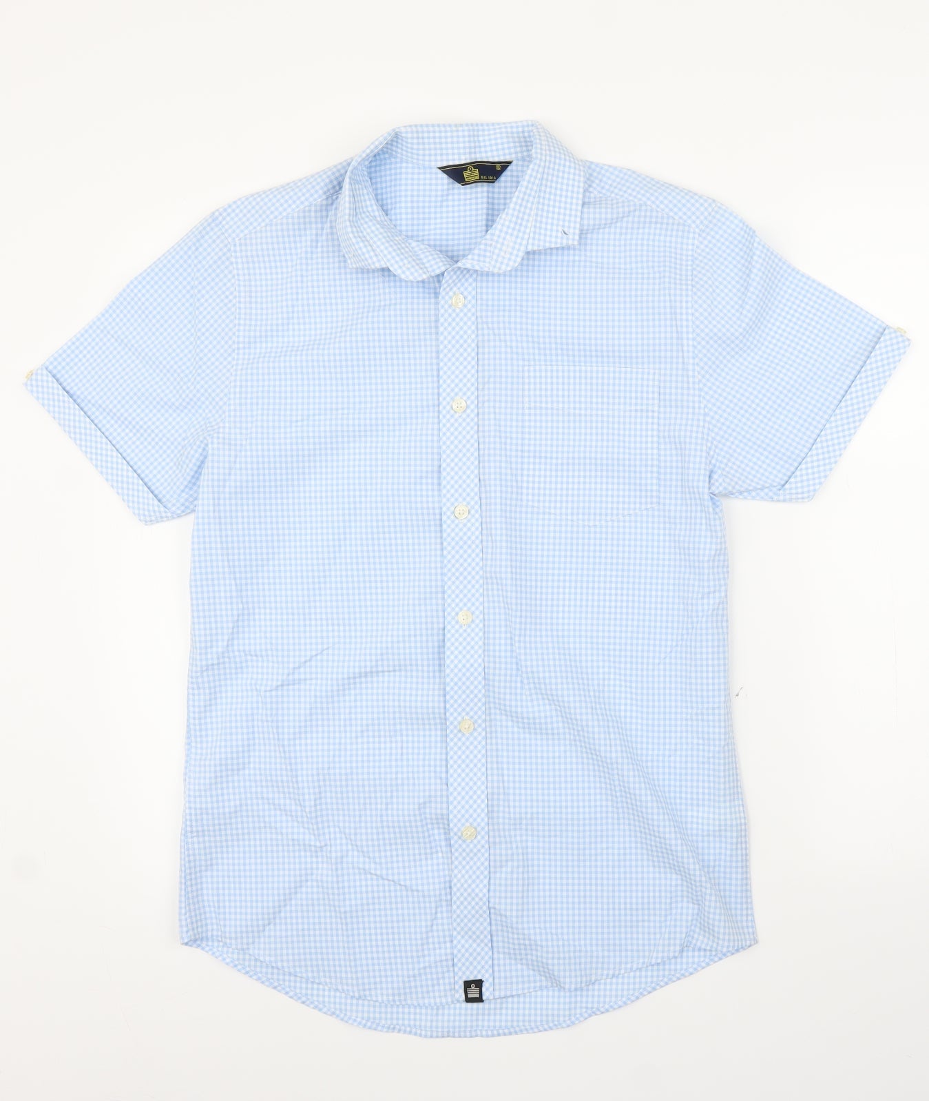 Admiral Mens Blue Check   Button-Up Size S
