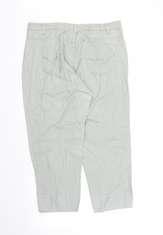 Sunbird Womens Green Floral  Capri Trousers Size L L22 in