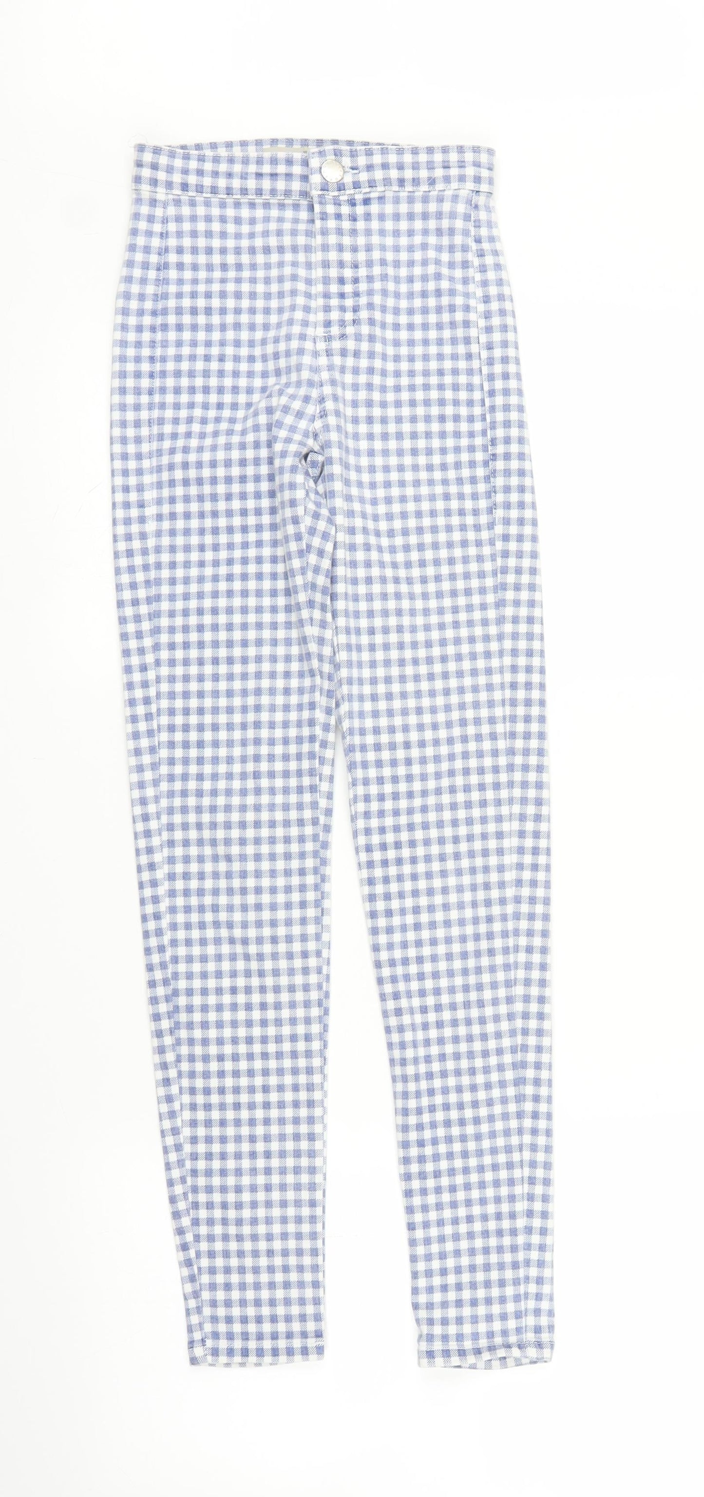 Topshop Womens Blue Check  Carrot Trousers Size 25 in L30 in