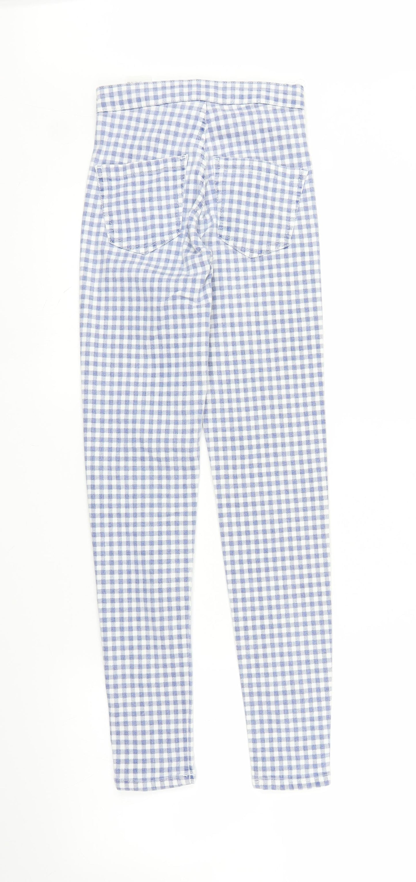 Topshop Womens Blue Check  Carrot Trousers Size 25 in L30 in