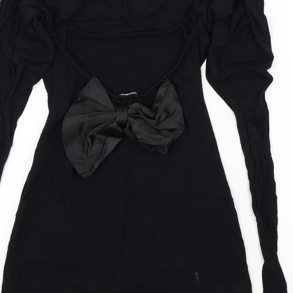 Evita Womens Black   Basic T-Shirt Size S  - bow on scoop back