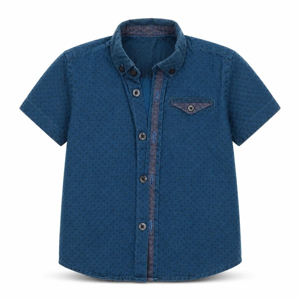 George Boys Blue Geometric  Basic Button-Up Size 3 Years