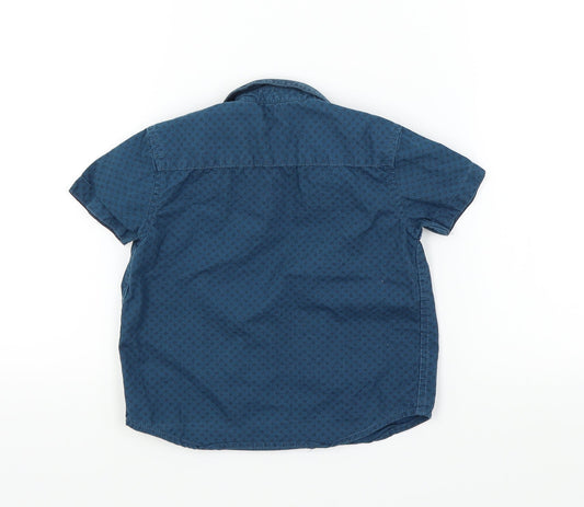 George Boys Blue Geometric  Basic Button-Up Size 3 Years