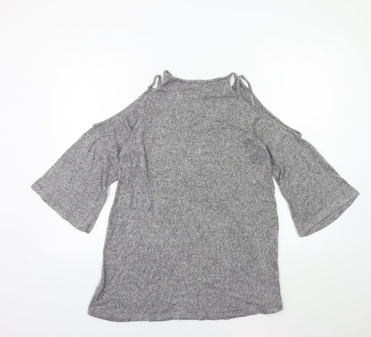 Pull&Bear Womens Grey   Pullover Jumper Size S  - Open Shoulder