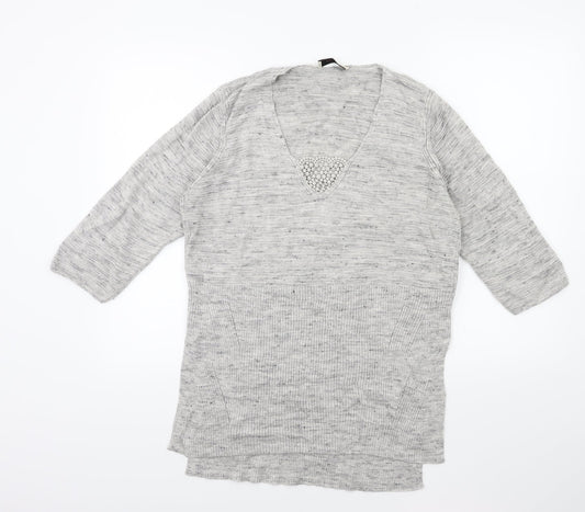 Marks and Spencer Womens Grey  Knit Pullover Jumper Size 14