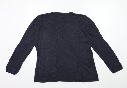 Marks and Spencer Womens Blue Floral Knit Pullover Jumper Size 18