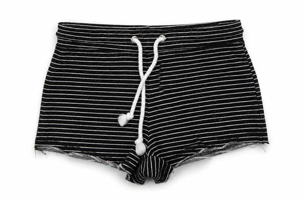 Primark Womens Black Striped Jersey Sweat Shorts Size 4