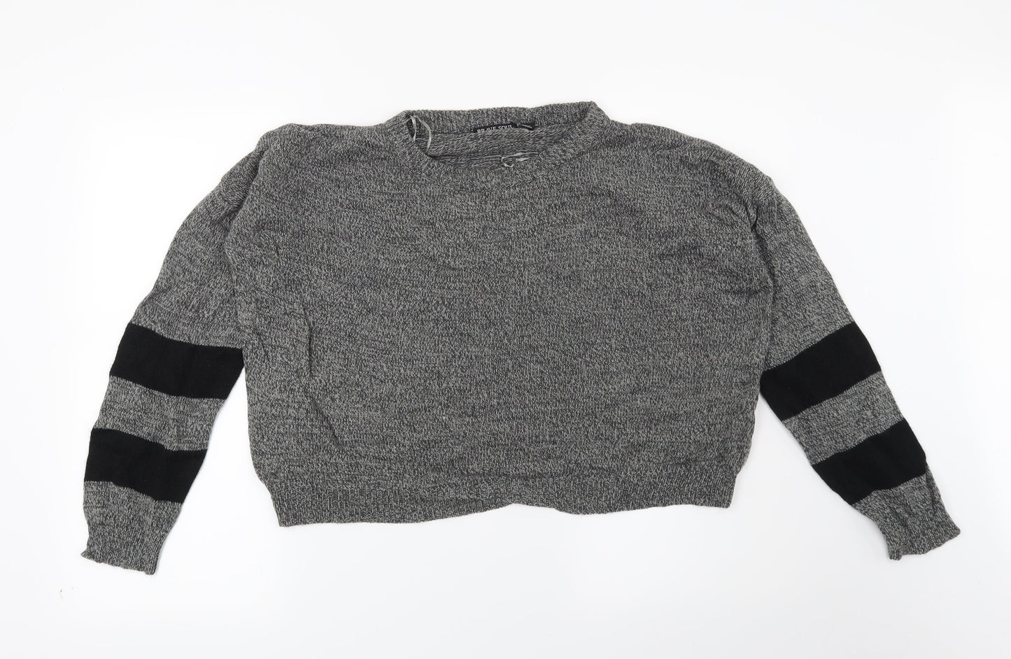 Brave Soul Womens Grey Striped  Pullover Jumper Size M