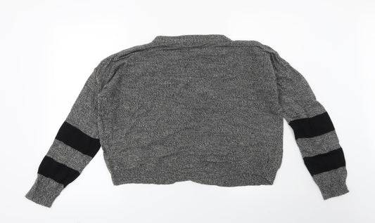 Brave Soul Womens Grey Striped  Pullover Jumper Size M