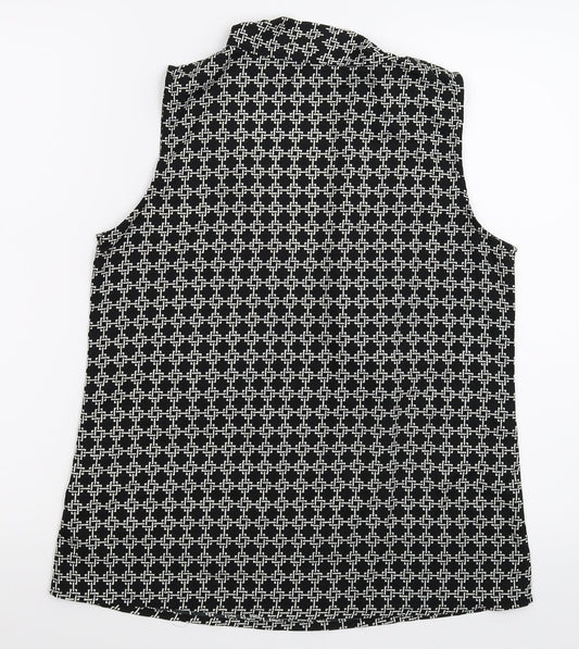 Boohoo Womens Black Geometric  Basic T-Shirt Size 10