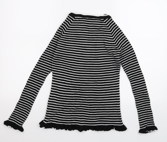 Very Womens Black Striped Knit Pullover Jumper Size 10