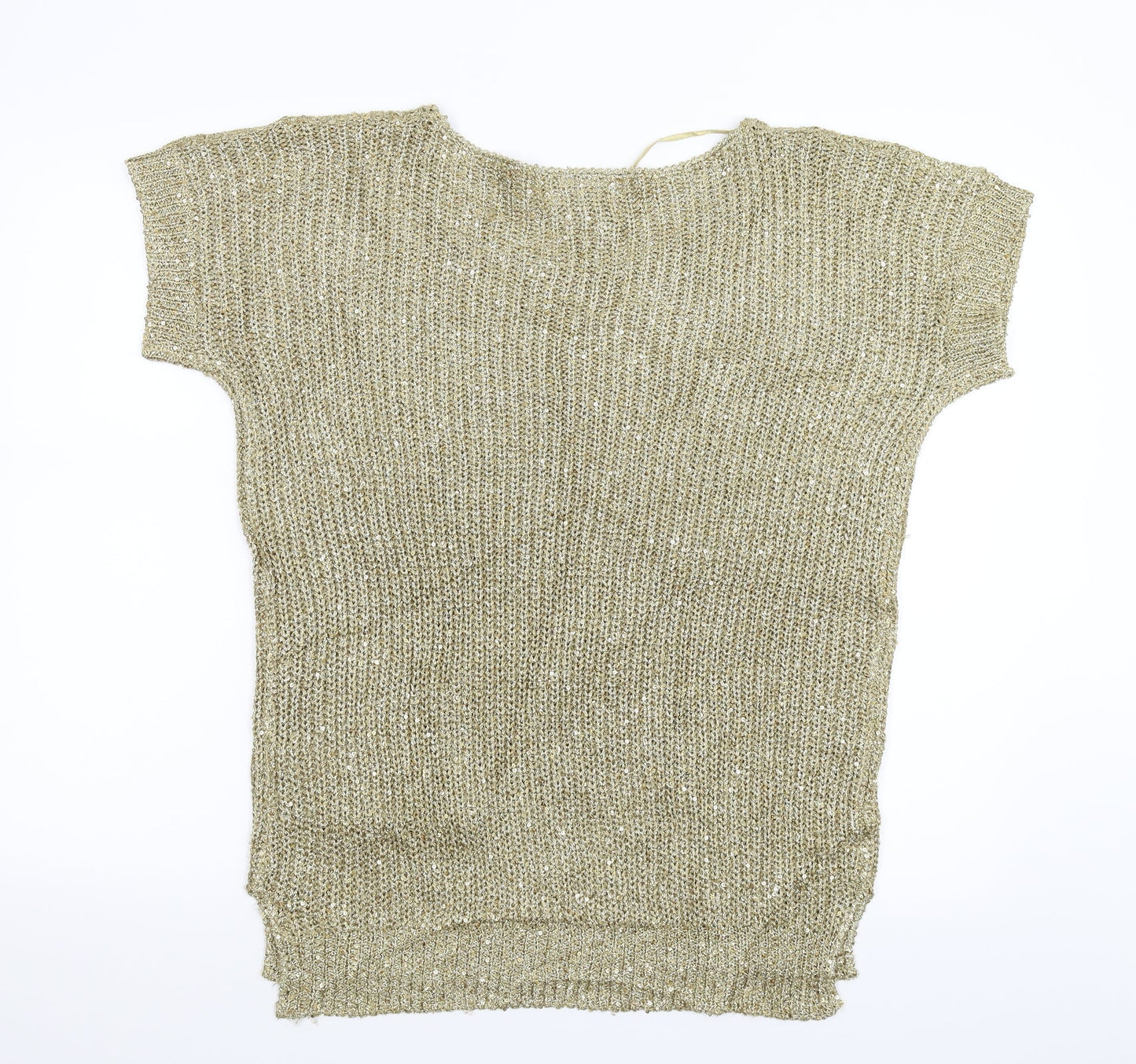 Wallis Womens Gold  Knit Pullover Jumper Size S  - Oversized