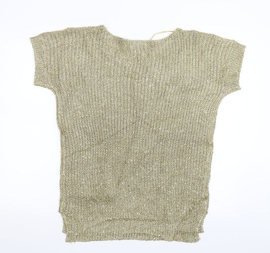 Wallis Womens Gold  Knit Pullover Jumper Size S  - Oversized