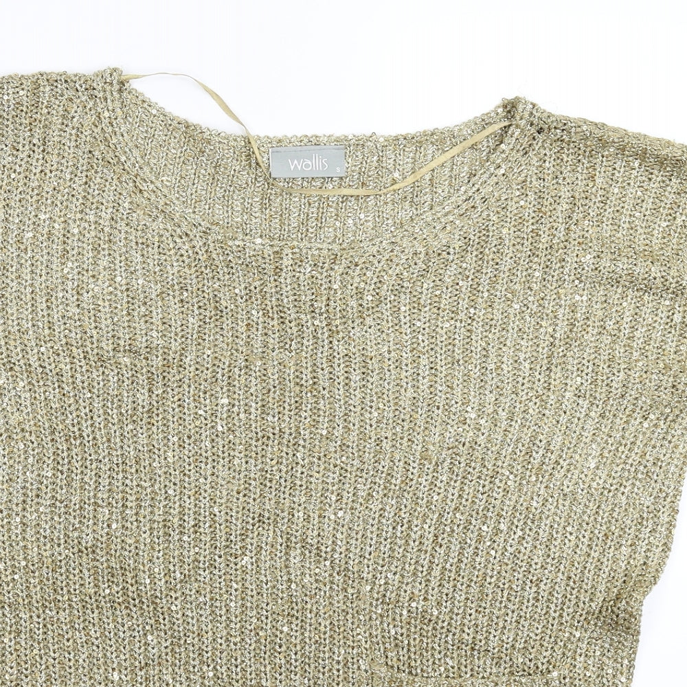 Wallis Womens Gold  Knit Pullover Jumper Size S  - Oversized