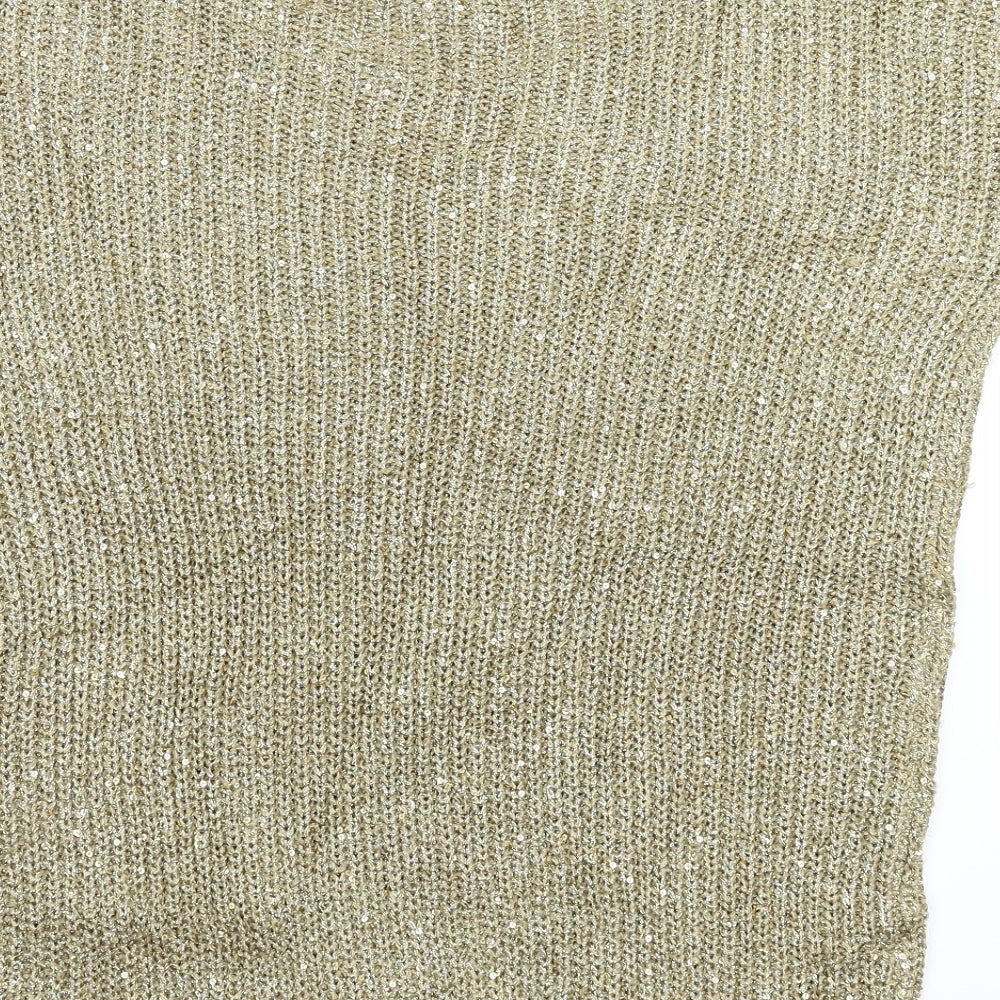 Wallis Womens Gold  Knit Pullover Jumper Size S  - Oversized