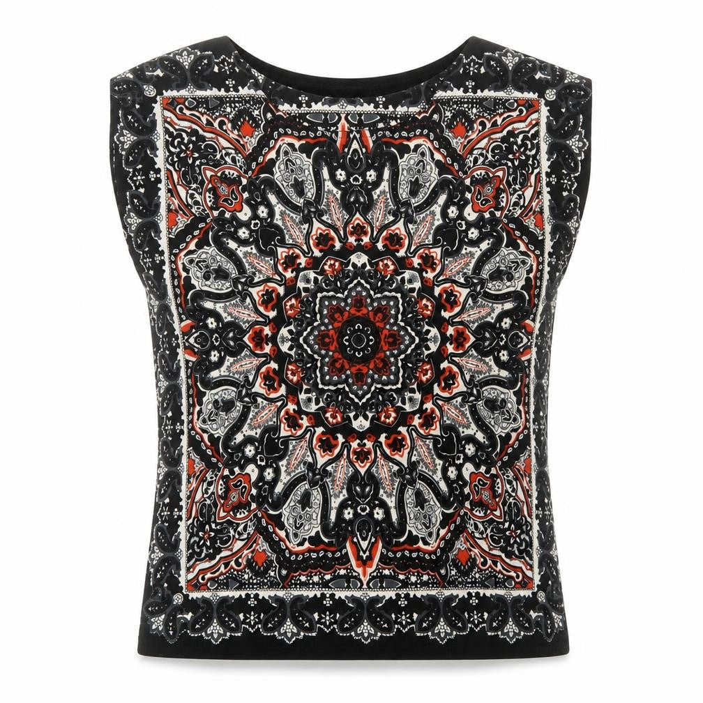 Select Womens Black Paisley  Basic Blouse Size 6