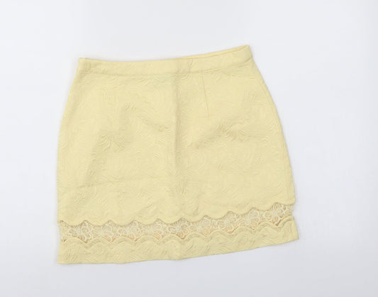 Top Shop Womens Yellow Floral  A-Line Skirt Size 10