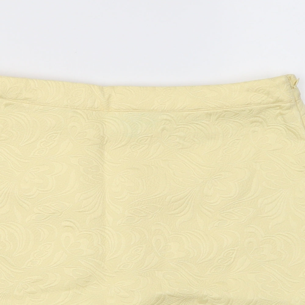 Top Shop Womens Yellow Floral  A-Line Skirt Size 10
