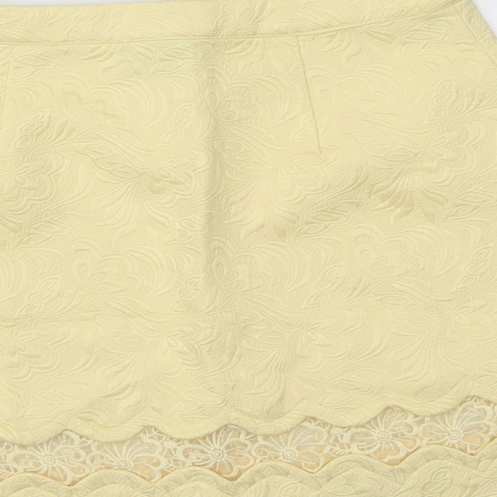 Top Shop Womens Yellow Floral  A-Line Skirt Size 10