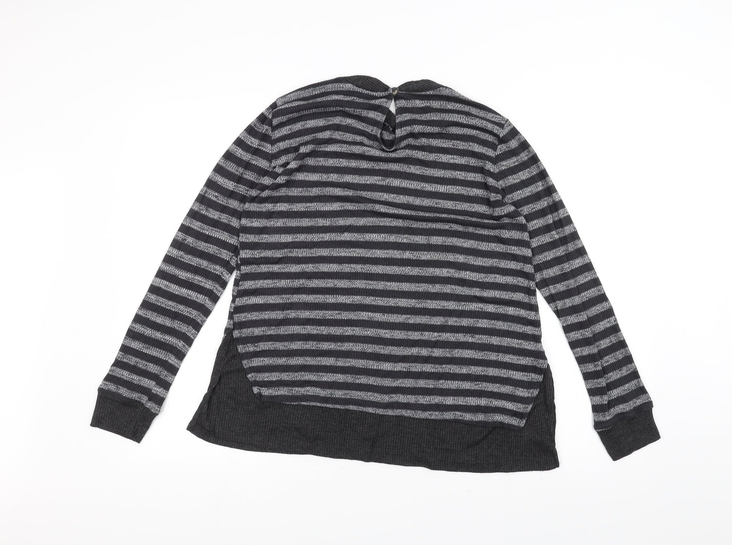 COIN 1804 Womens Black Striped  Pullover Jumper Size S