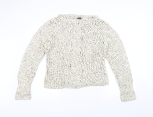 District Womens White  Knit Pullover Jumper Size 14