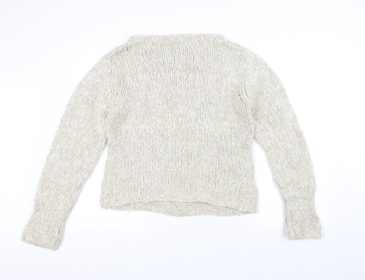 District Womens White  Knit Pullover Jumper Size 14