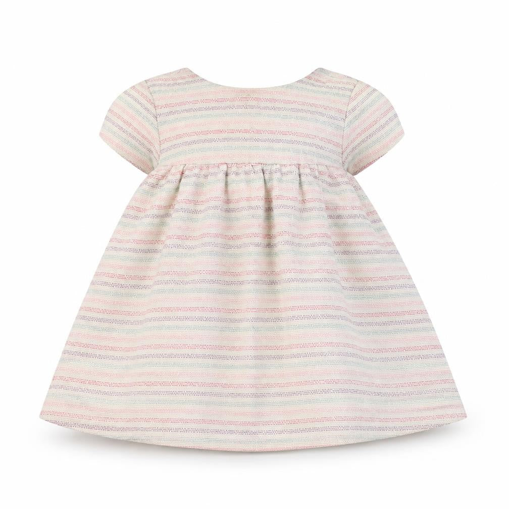 Front view of Zara Baby White Striped Fit & Flare, size 9-12, Months