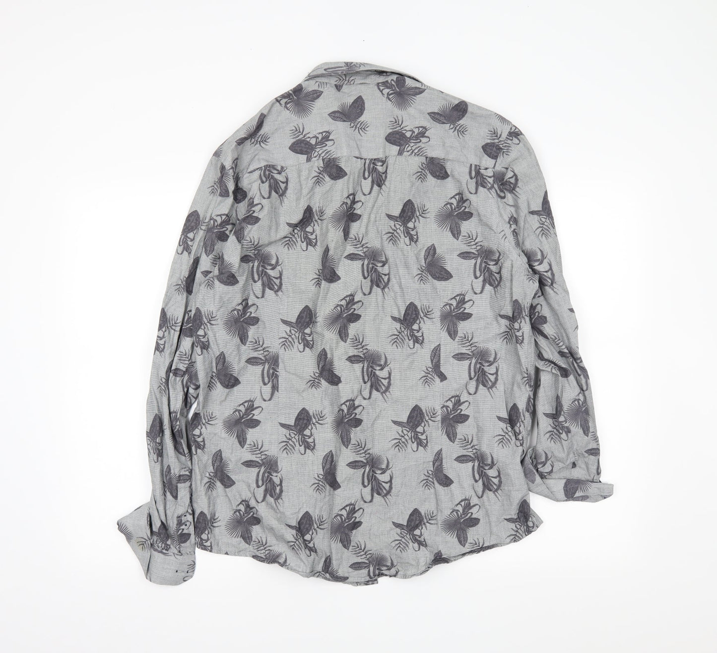 Burton Mens Grey Floral   Button-Up Size L